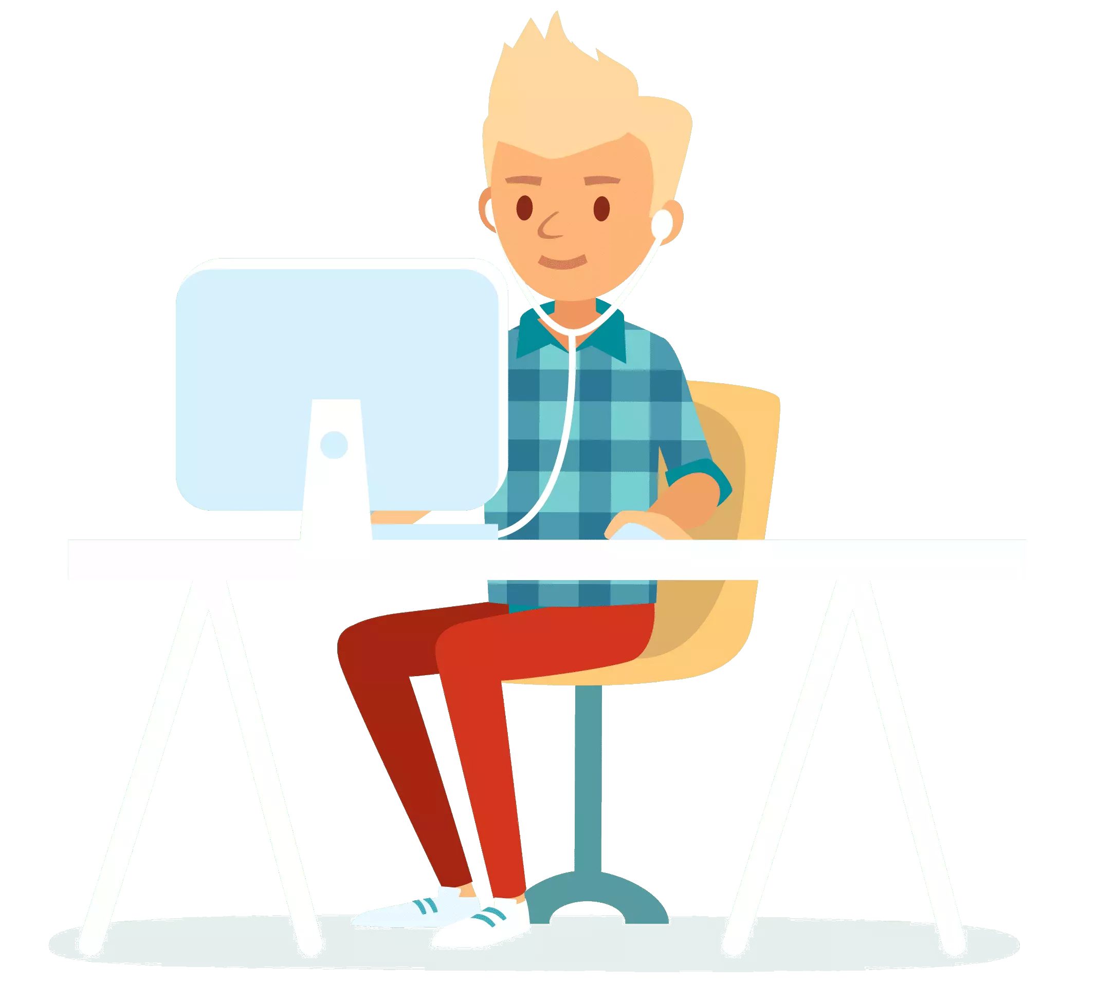 Illustration of a freelancer working at a computer.